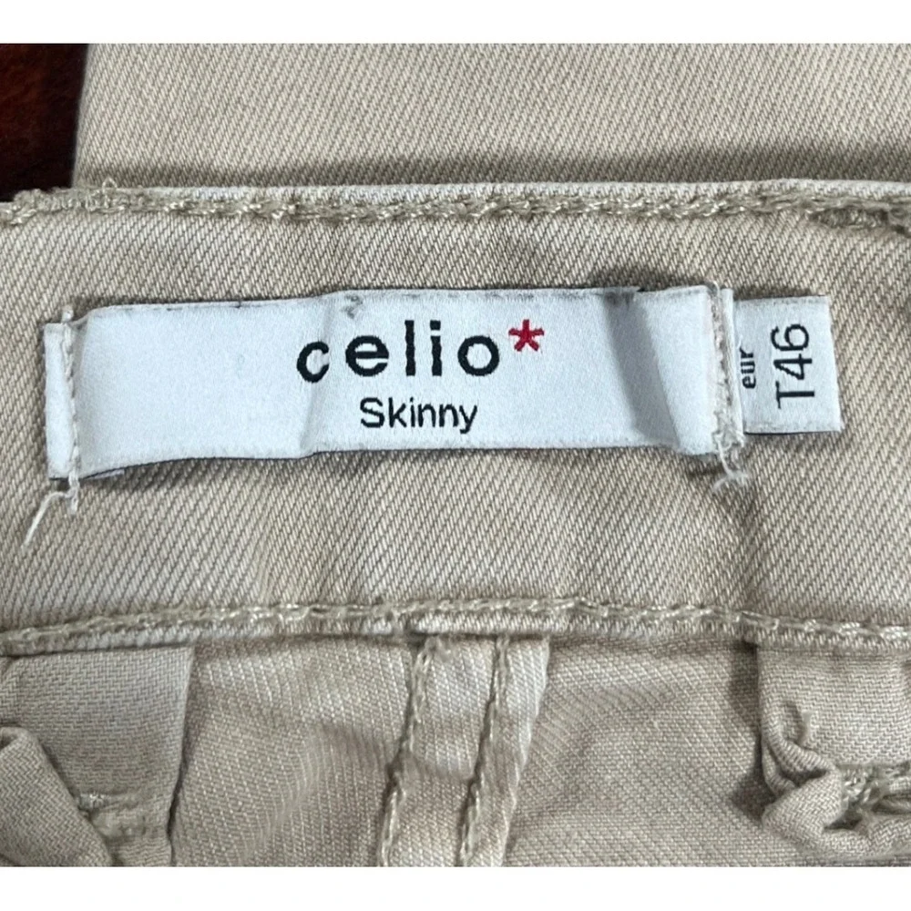 Celio Skinny Cargo Pants Mens 36 Beige Tactical Utility Trousers VOCASKIN 46 EUC